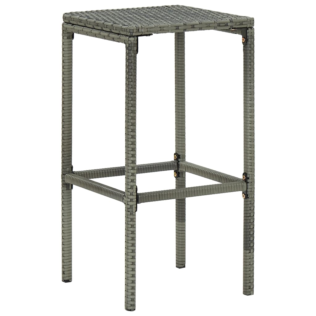 Taburetes Altos Con Cojines 4 Uds Ratán Sintético Gris_1