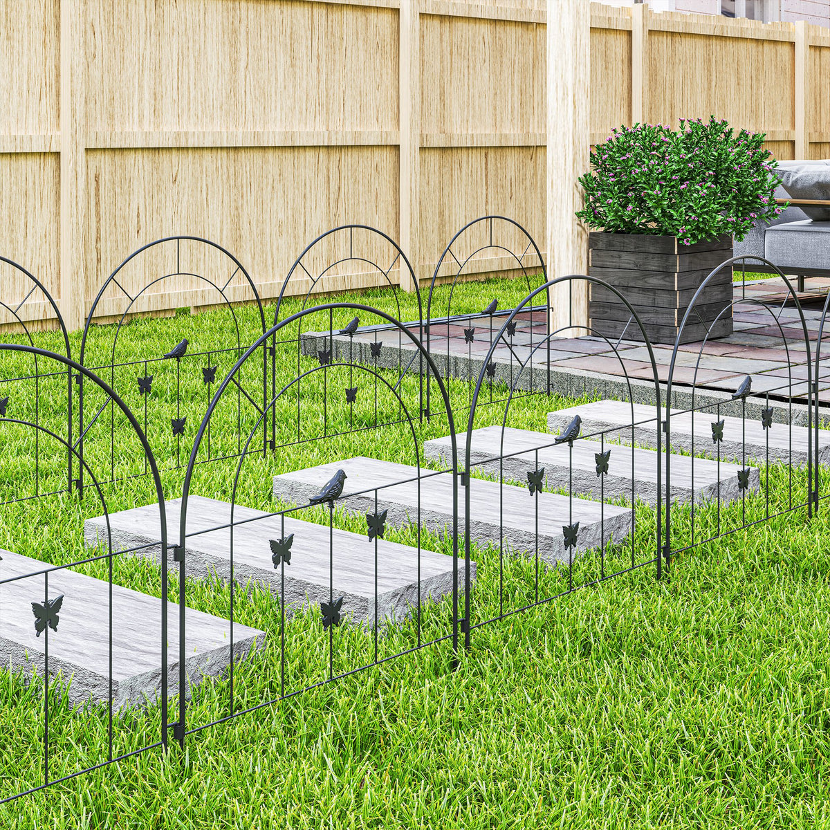 Vedações Para Jardim Outsunny Metal Preto 300x70 Cm_4