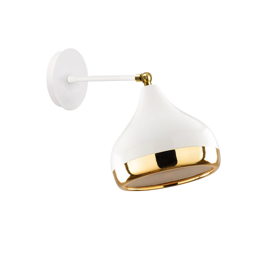 Aplique De Pared, Metal , Blanco oro, 17x28x28, Casquillo E 27 Max 40 W_0