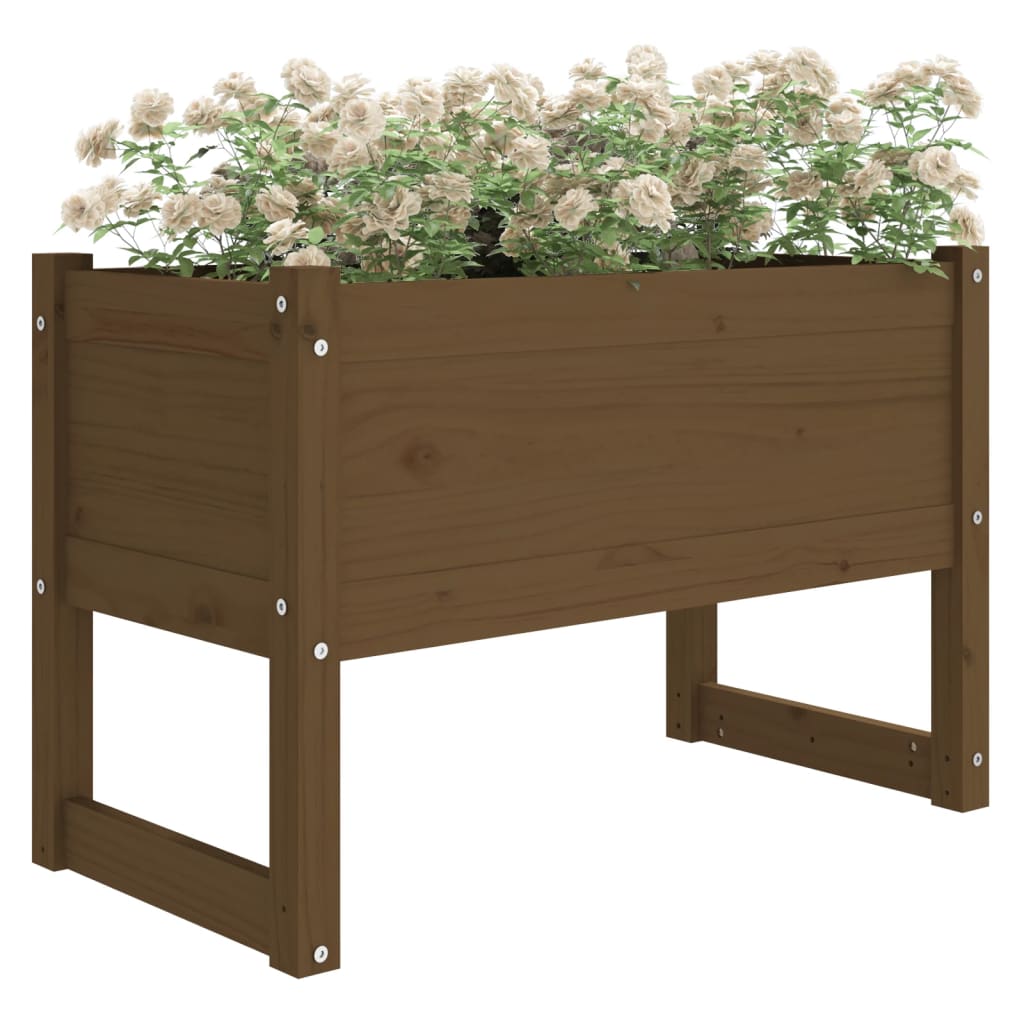 Jardinera Madera Maciza De Pino Marrón Miel 78x40x52 Cm_2
