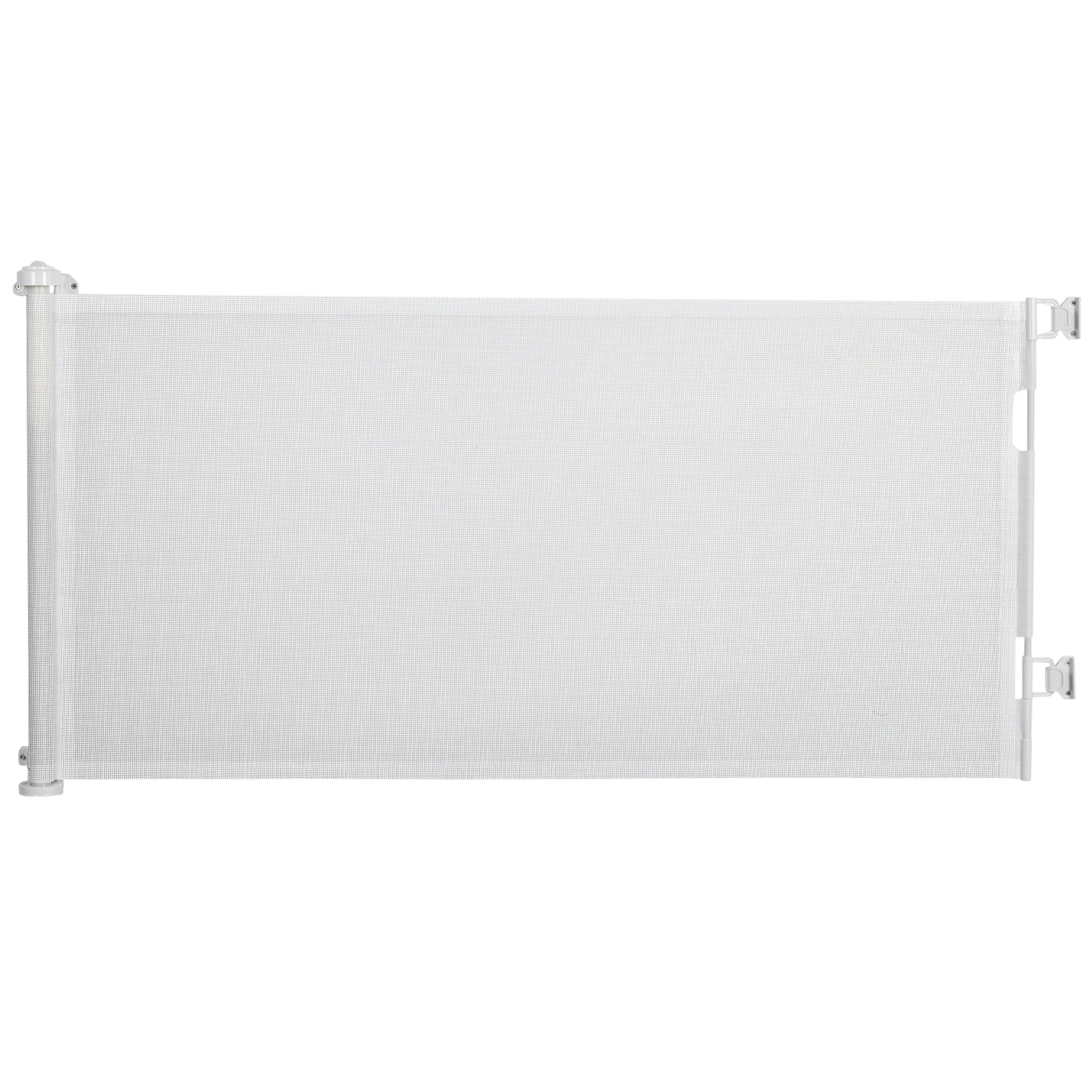 Pawhut Puerta De Seguridad Para Perros Extensible 0-150 Cm Para Escaleras Blanco_0