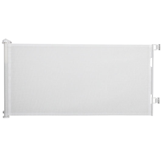 Pawhut Puerta De Seguridad Para Perros Extensible 0-150 Cm Para Escaleras Blanco_0
