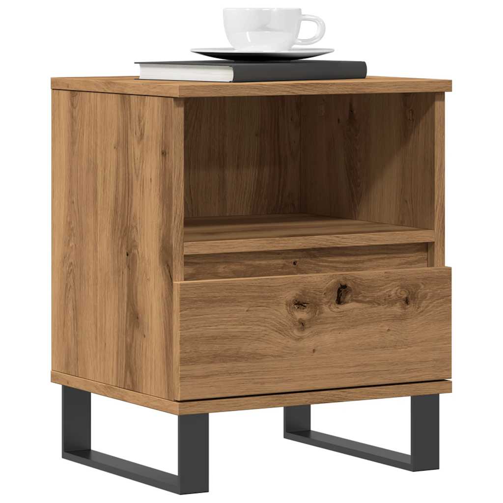 Mesita De Noche Madera De Ingeniería Roble Artisian 40x35x50 Cm_1