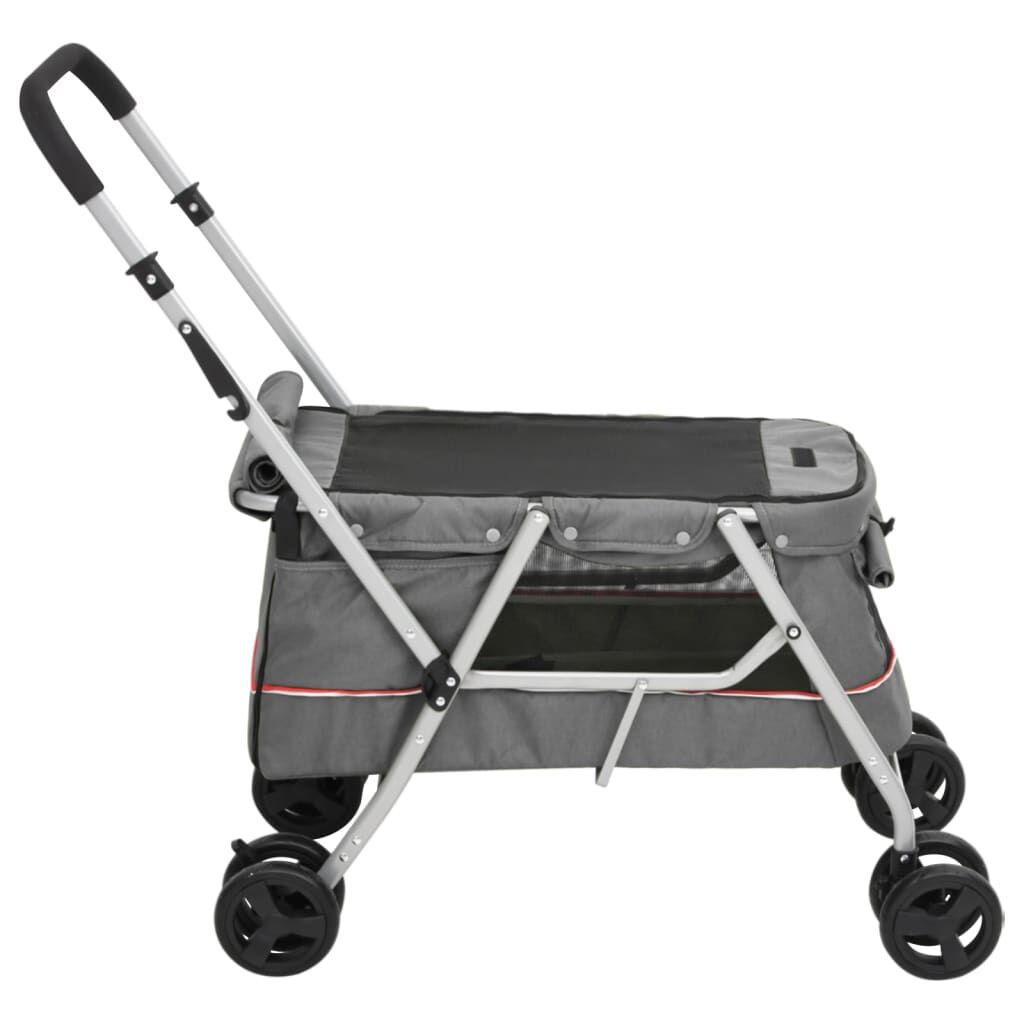 Vidaxl Cochecito Para Perros Plegable Tela Lino Gris 100x49x96 Cm_4