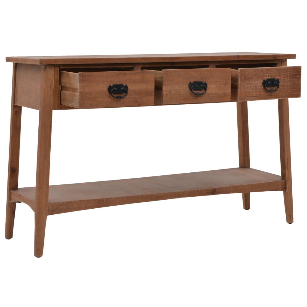 Mesa Consola De Madera De Abeto Maciza Marrón 126x40x77,5 Cm_3