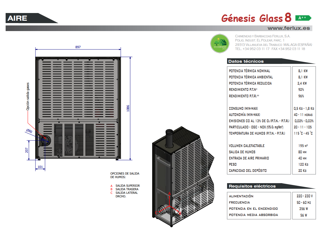 Bricosol Estufa De Pellets Genesis Glass 8 De Ferlux_3