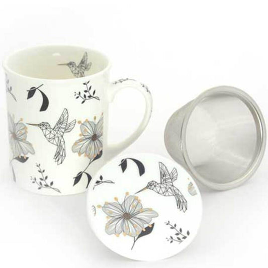 Taza Con Filtro Y Tapa Estampado Colibrí - 250ml_0