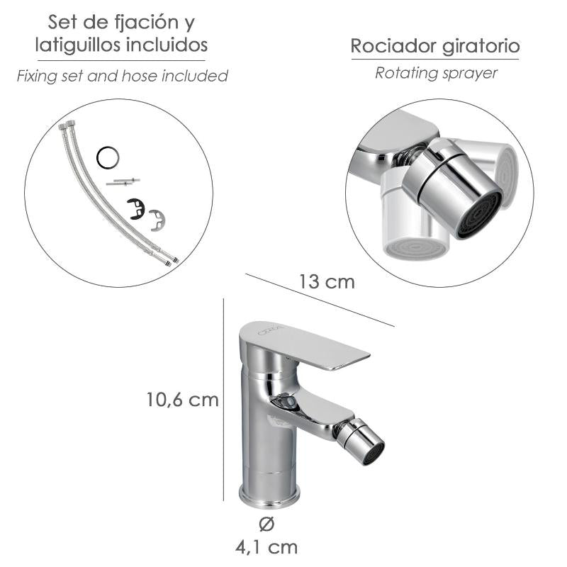 Monomando Bide Hamburgo Grifo Baño, Grifo Encimera, Grifo Cocina, Grifo Mezclador. Cartucho Ceramico Ø 35 Mm._1