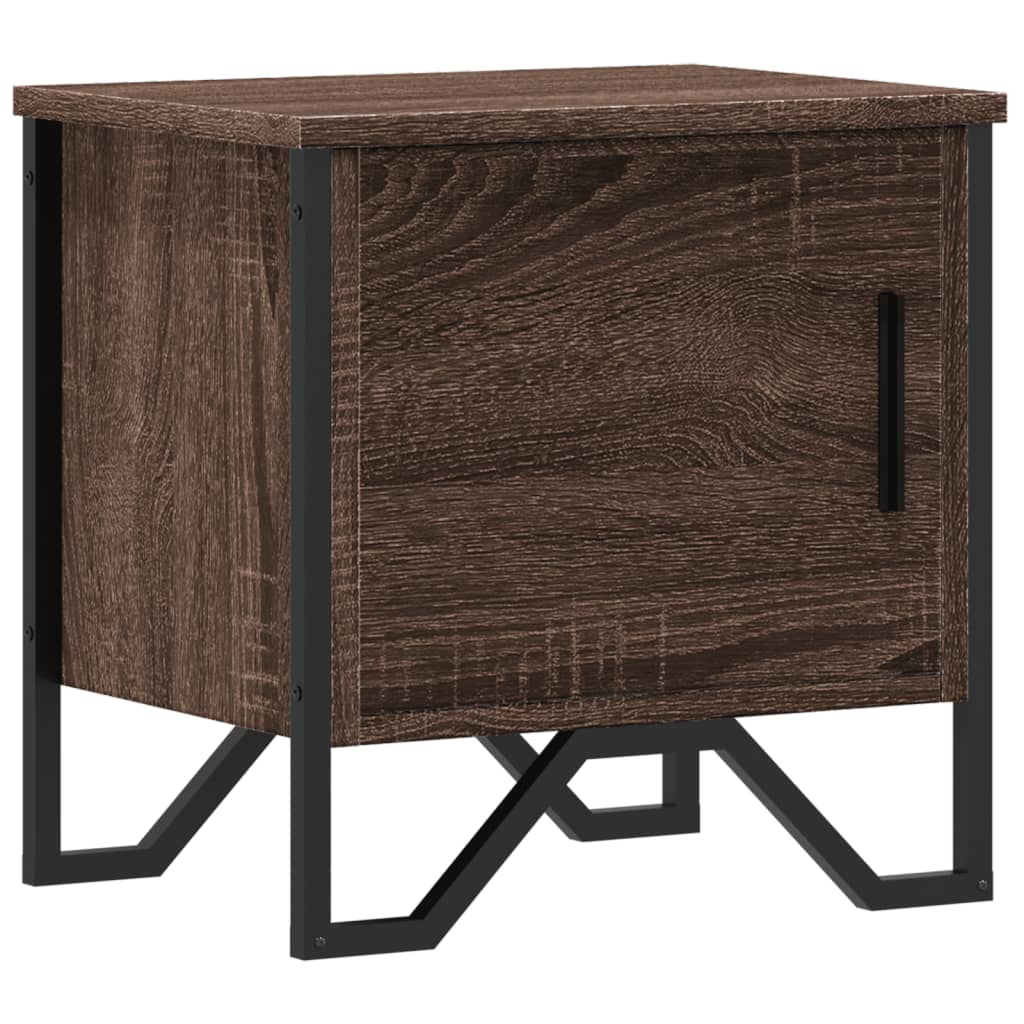 Mesita De Noche Madera De Ingeniería Marrón Roble 40x30x40 Cm_0