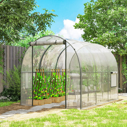 Outsunny Invernadero De Túnel 3x2x2m Con Puerta Enrollable Ventanas Transparente_1