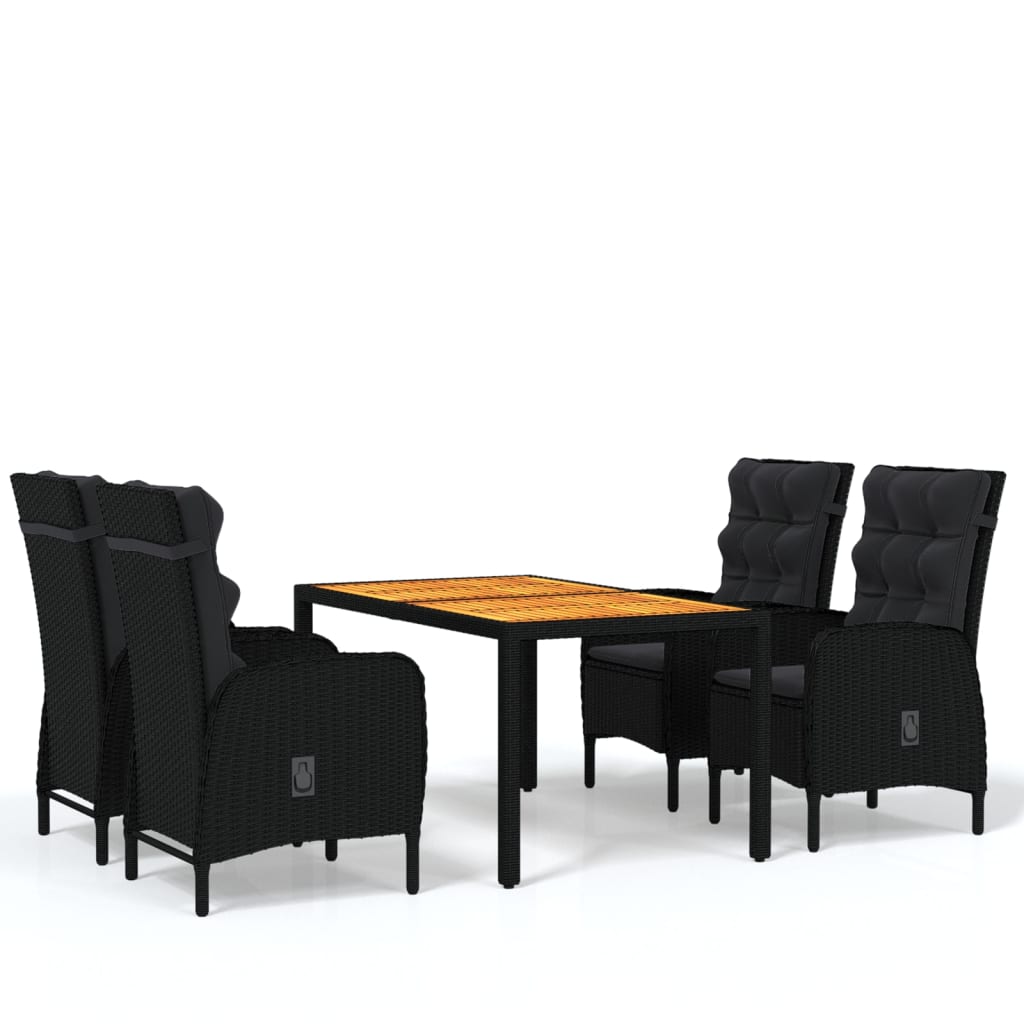 Vidaxl Juego De Comedor Para Jardín 5 Piezas Ratán Sintético Negro_0