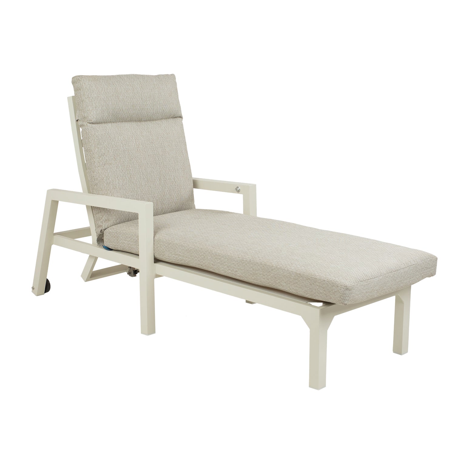Tumbona Reclinable, Con Cojín, Aluminio, Color Blanco, 220x68x99 Cm_0