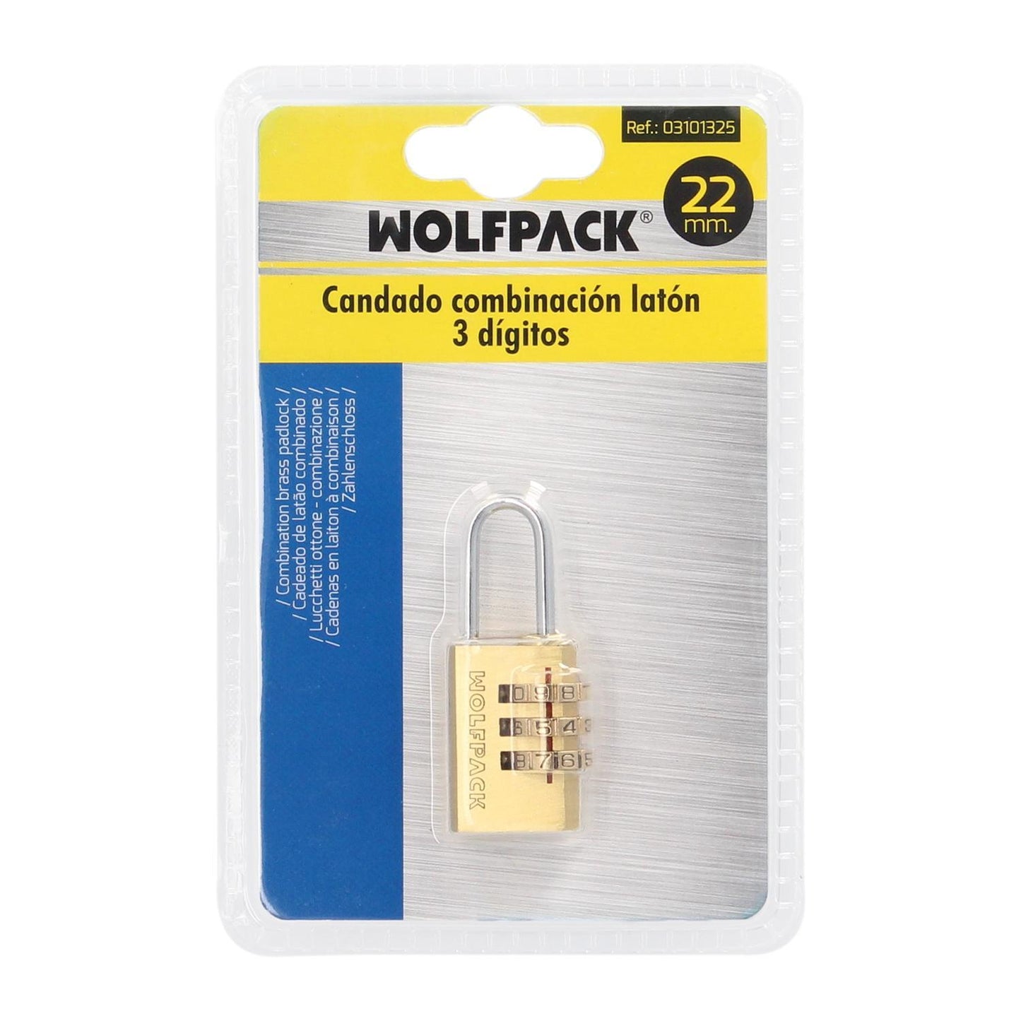 Candado Combinación Laton 22 Mm. 3 Dígitos