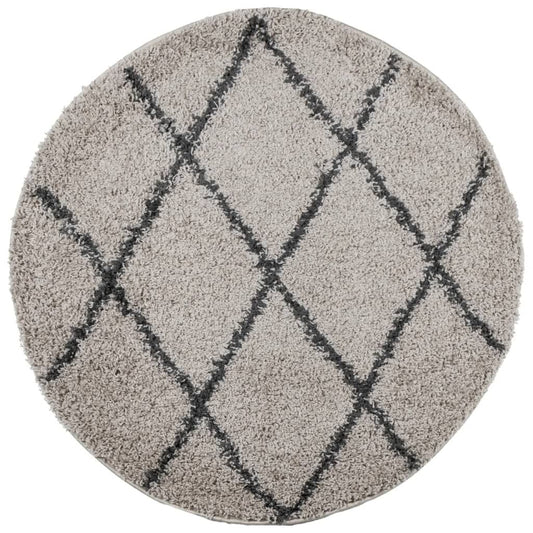 Vidaxl Alfombra De Pelo Largo Moderna Pamplona Beige Antracita Ø 80 Cm_0