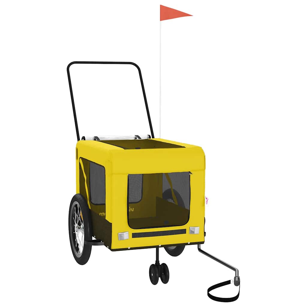 Remolque Bicicleta Mascotas Hierro Tela Oxford Amarillo Negro_3