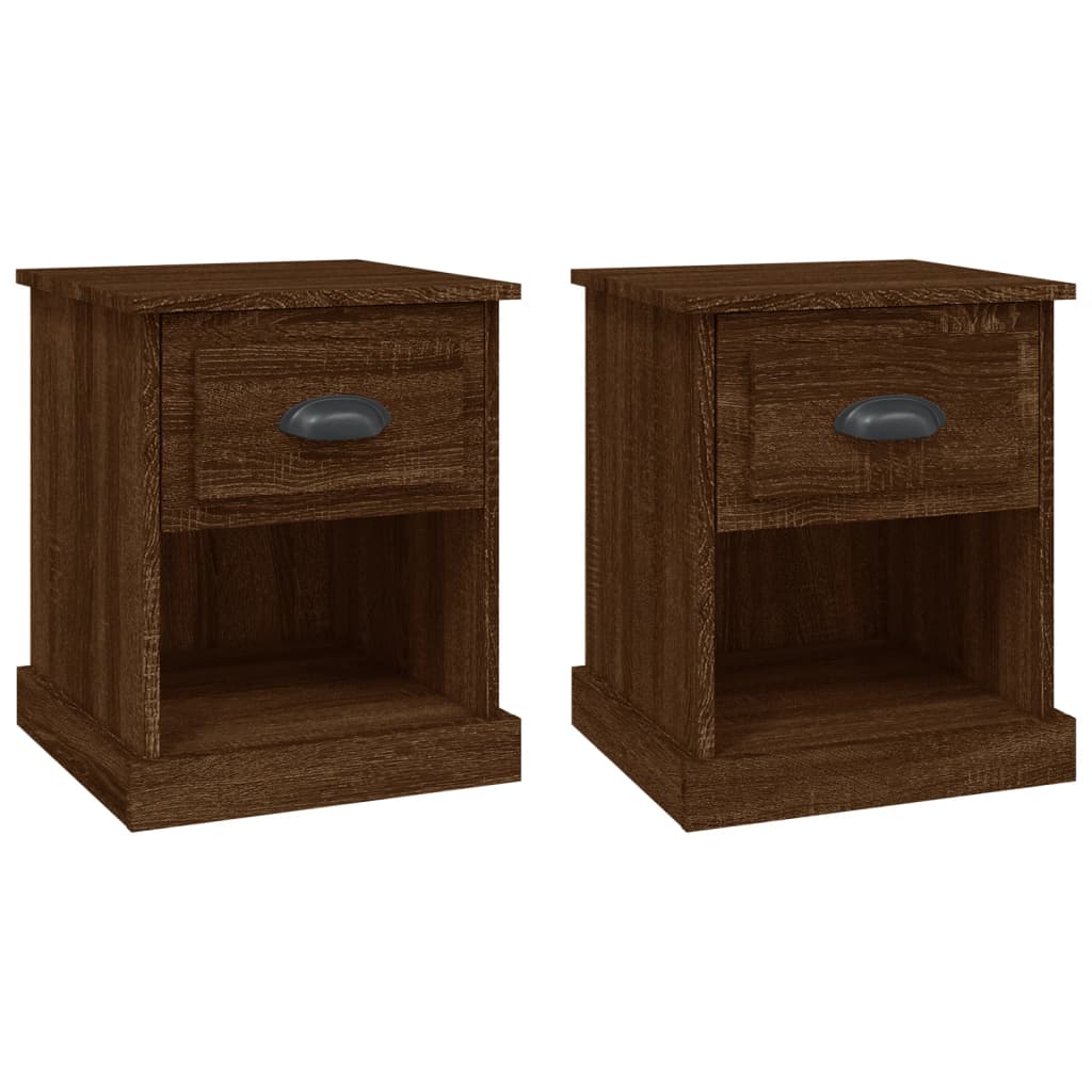 Mesitas De Noche 2 Uds Madera Roble Marrón 39x39x47,5 Cm_0