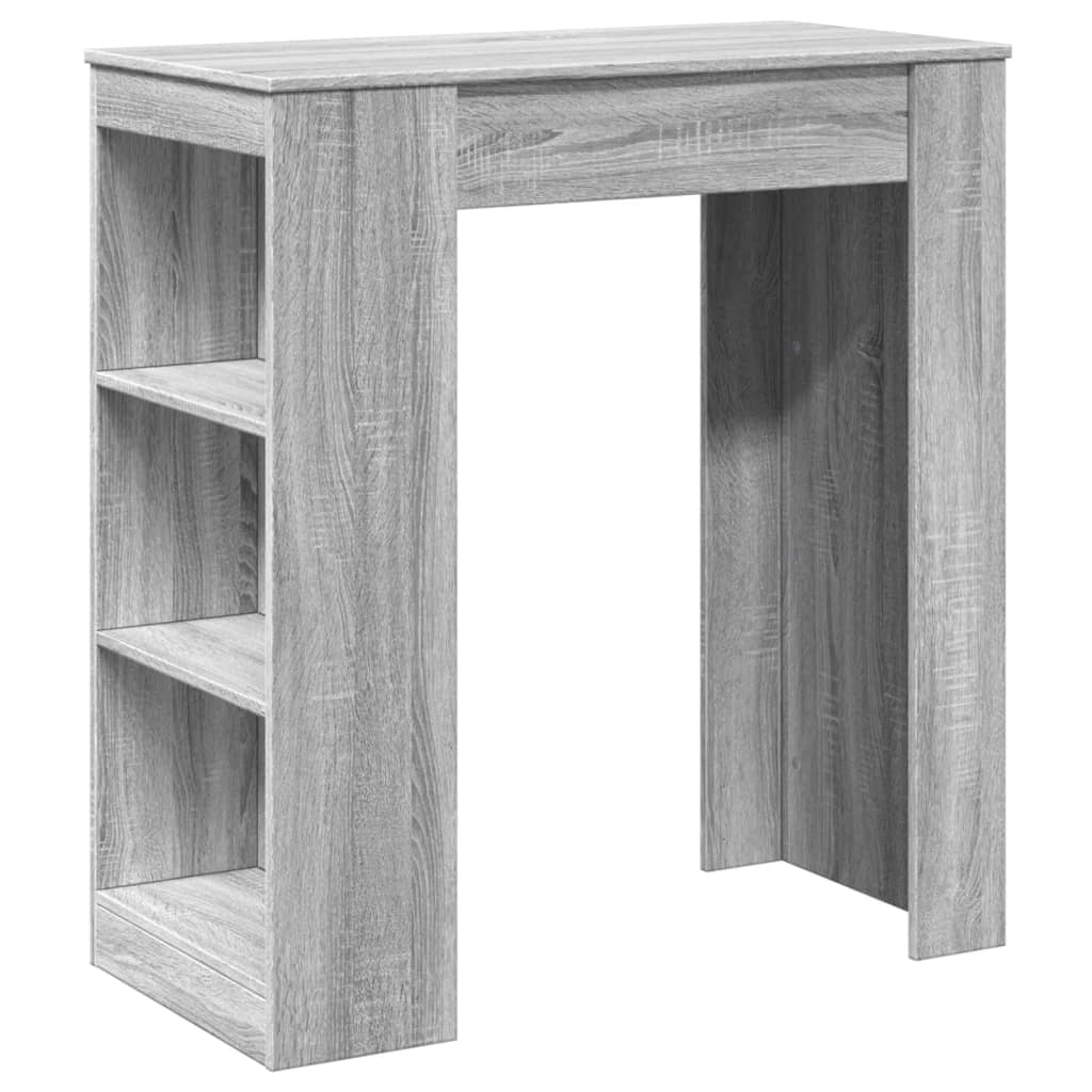 Mesa Alta Bar Con Estantes Madera Gris Sonoma 95x47x103,5 Cm_0