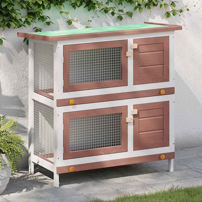 Vidaxl Jaula Conejera Con 4 Puertas Madera Marrón_1