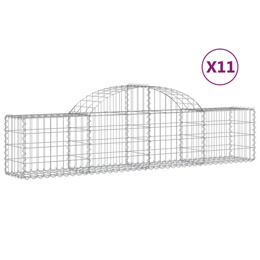 Cestas De Gaviones 11 Uds Forma De Arco Hierro 200x30x40/60 Cm_0
