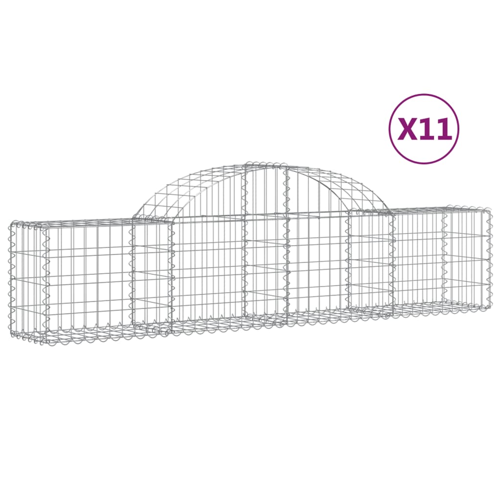 Cestas De Gaviones 11 Uds Forma De Arco Hierro 200x30x40/60 Cm_0