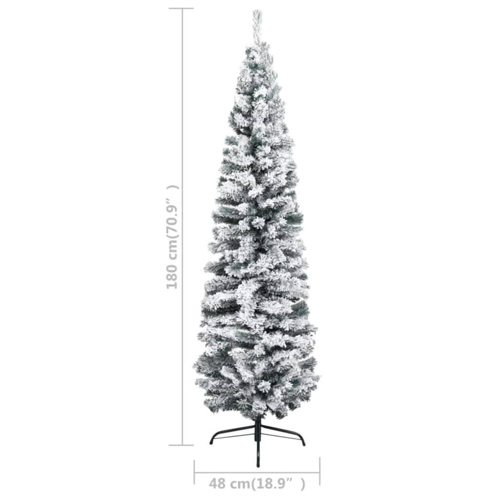 Vidaxl Árbol De Navidad Delgado Con Nieve Pvc Verde 180 Cm_2
