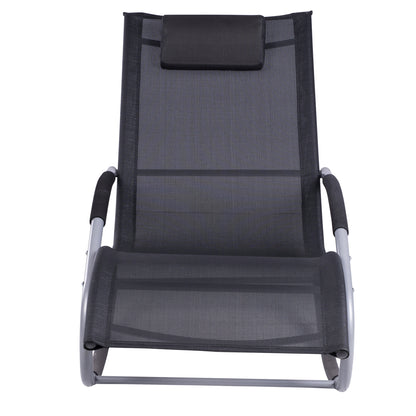 Outsunny Conjunto De 2 Mecedoras De Exterior Con Reposacabezas 63x144x84cm Negro_3