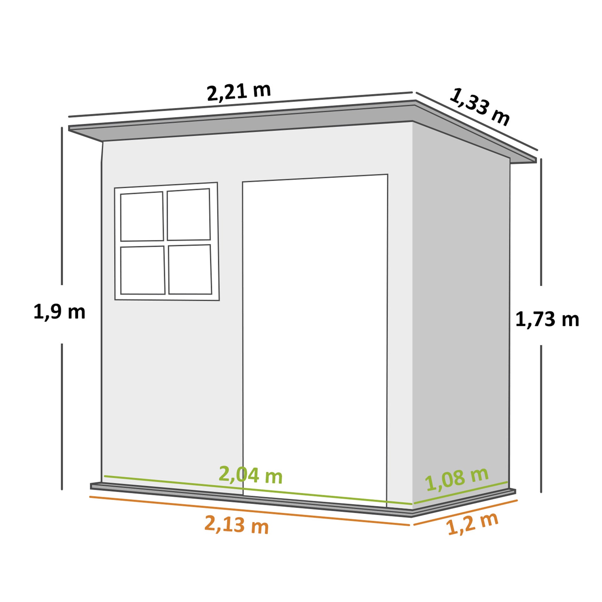 Outsunny Caseta De Jardín 221x133x190 Cm Con Ventana Y Puerta Con Cerradura Gris_2