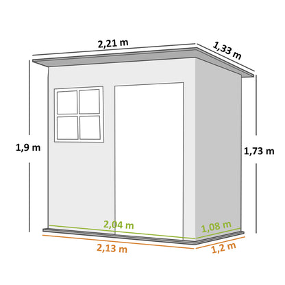 Outsunny Caseta De Jardín 221x133x190 Cm Con Ventana Y Puerta Con Cerradura Gris_2