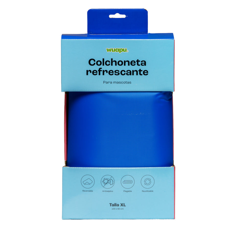 Colchoneta De Gel Refrescante Para Perro Talla Xl De 100x60cm En Color Azul Liso Wuapu
