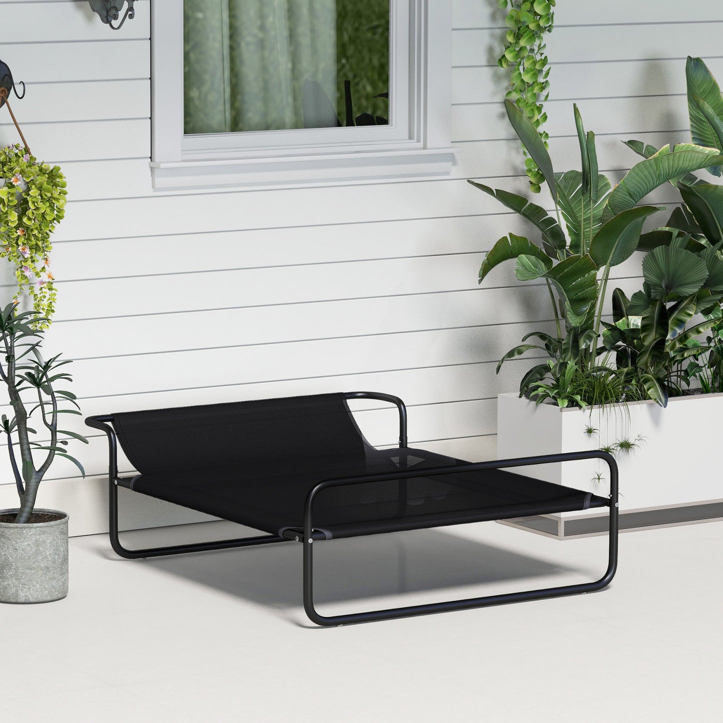 Pawhut Cama Elevada Para Perros Refrescante Y Transpirable 106x81x33 Cm Negro_1