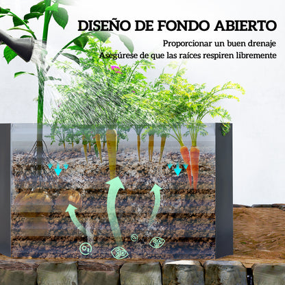 Outsunny Jardinera Exterior Grande De Acero Galvanizado Con Base Abierta Gris_5