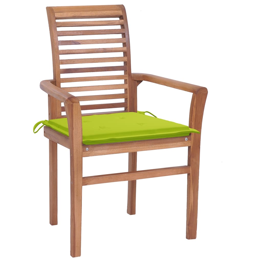 Vidaxl Sillas De Comedor 6 Uds Madera Teca Con Cojines Verde Brillante_1