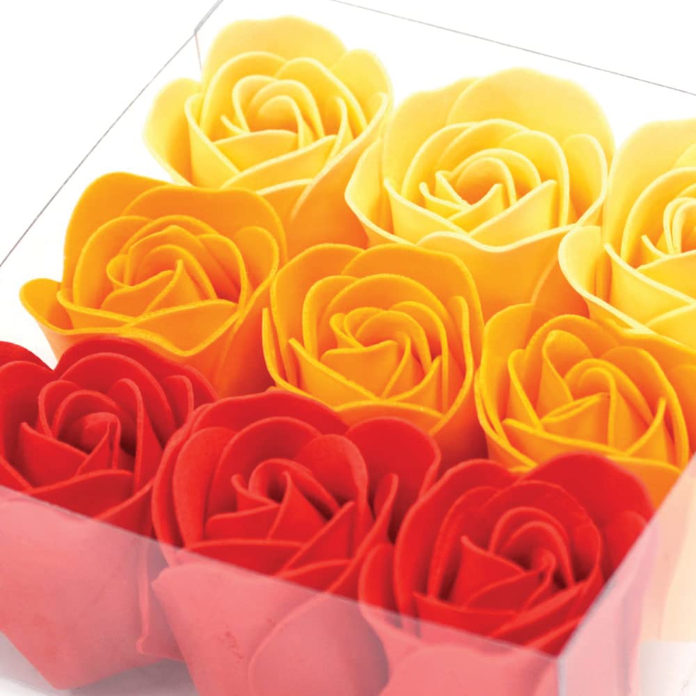 Pack 5 Cajas 9 Rosas De Jabón (naranja) - Flores Con Pétalos De Jabón Perfumados - Regalo Original Para Días Especiales_1