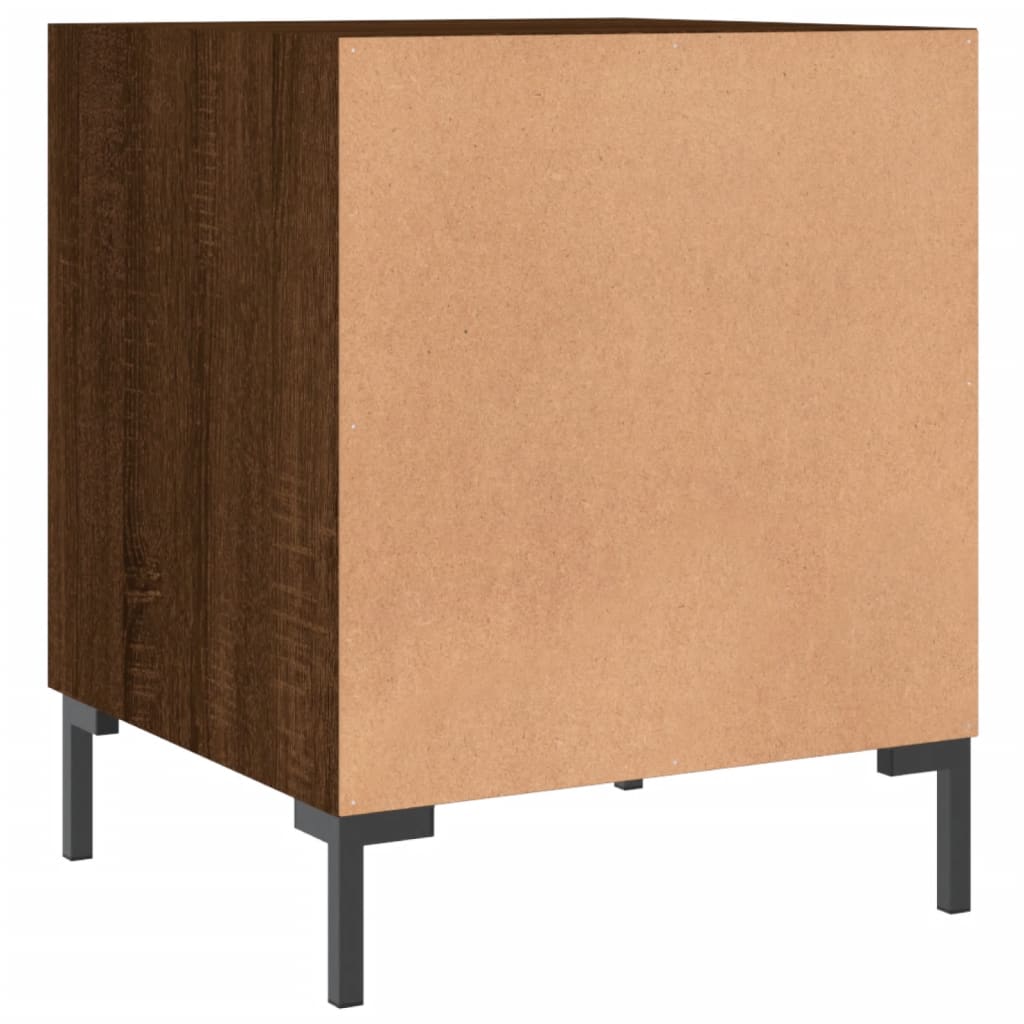 Mesita De Noche Madera De Ingeniería Marrón Roble 40x40x50 Cm_4