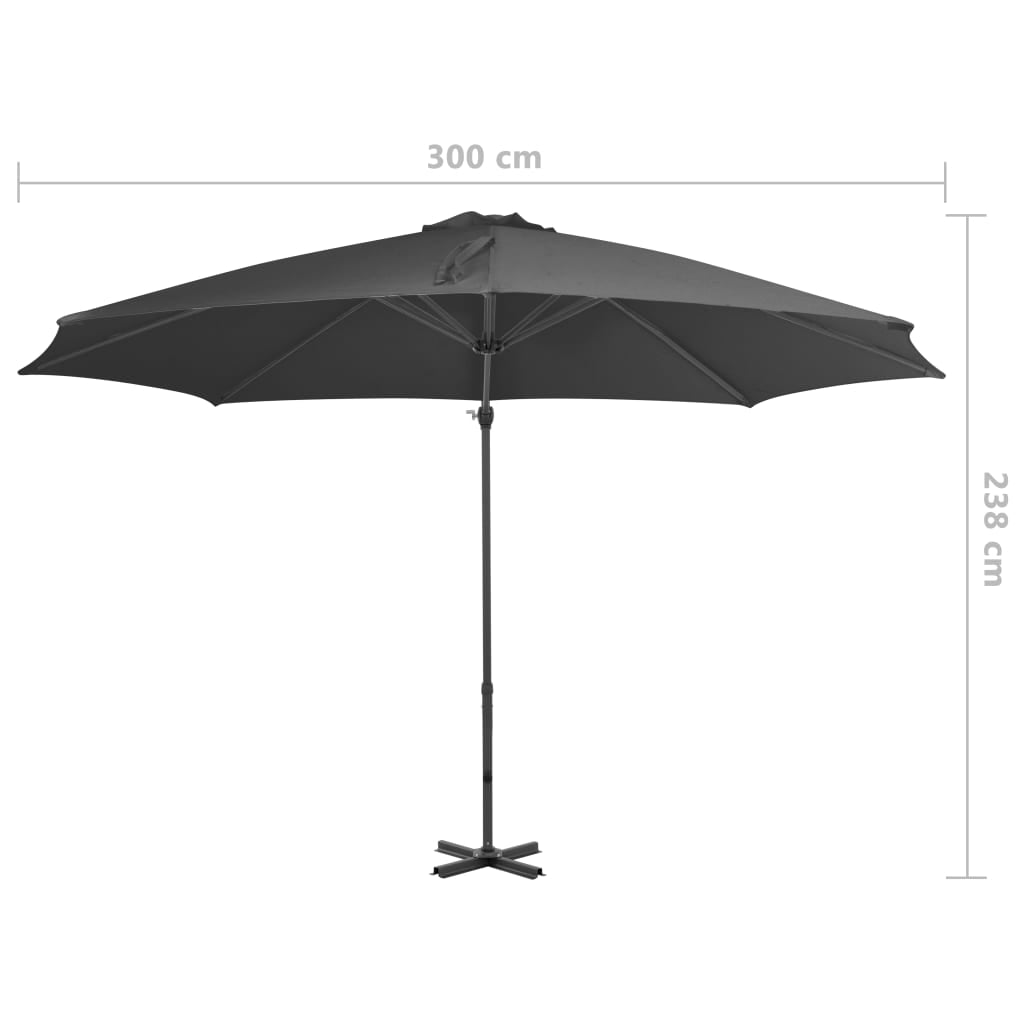 Vidaxl Sombrilla Jardín Voladiza Palo De Aluminio Antracita 300 Cm_2