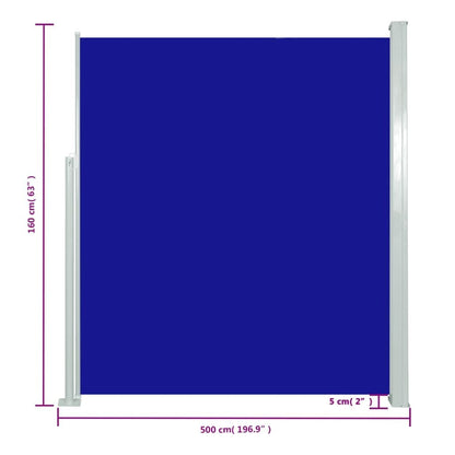Vidaxl Toldo Lateral Retráctil Para Patio Azul 160x500 Cm_2