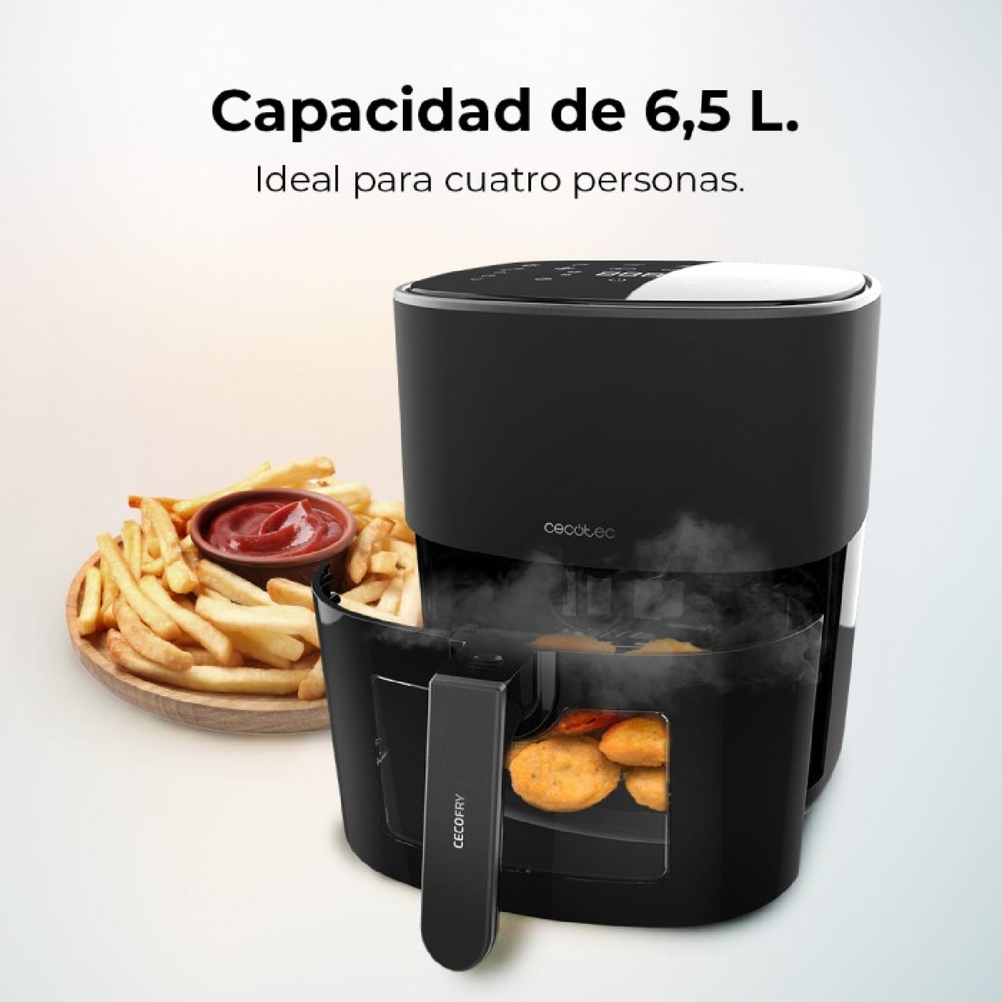 Freidora De Aire Sin Aceite De 6'5l Cecofry Fantastik Window 6500 Pack Ventana 1700w, Tecnología Perfectcook, 12 Modos De Cocinado, Táctil, Regulabl_1