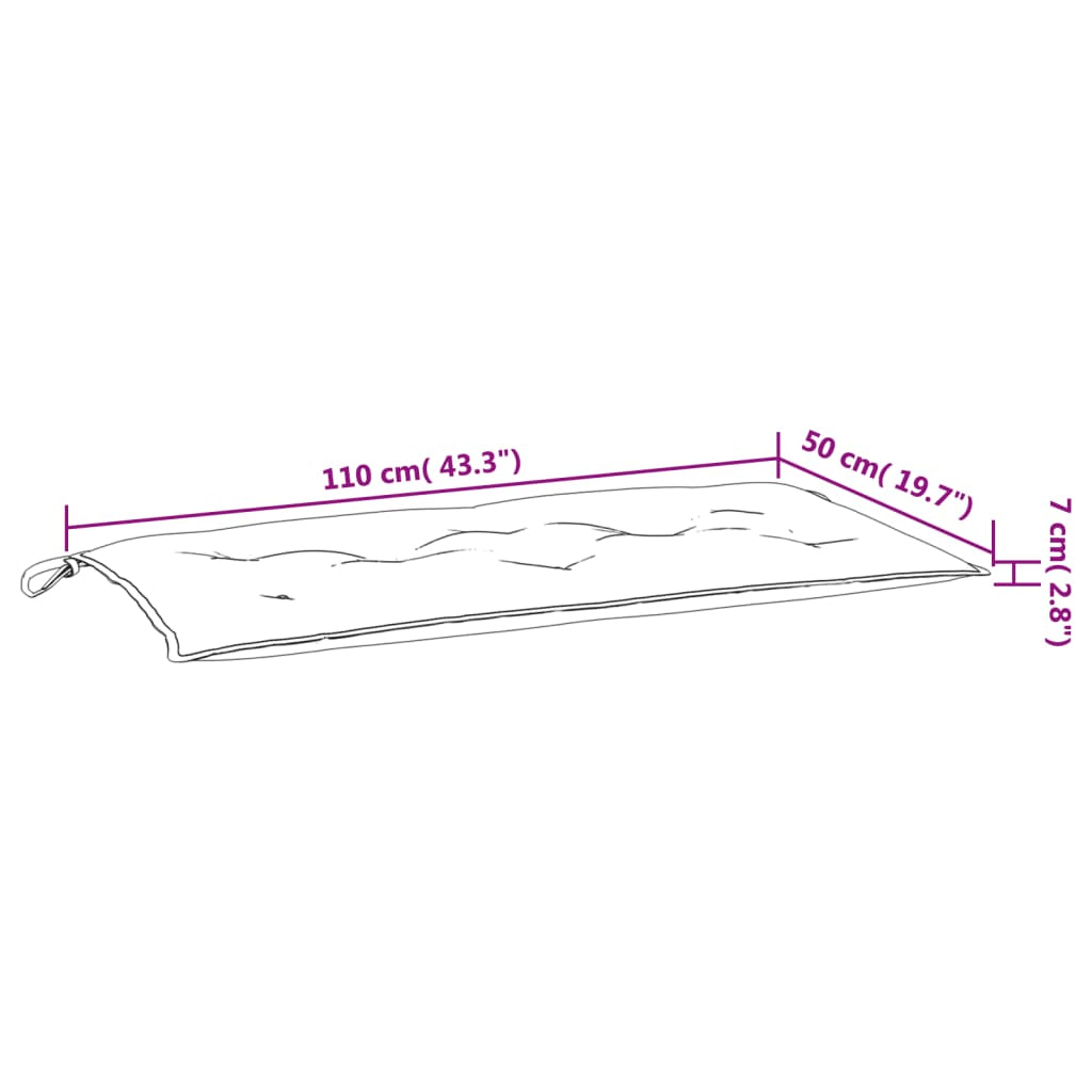 Vidaxl Cojín Para Banco De Jardín Tela Gris 110x50x7 Cm_2