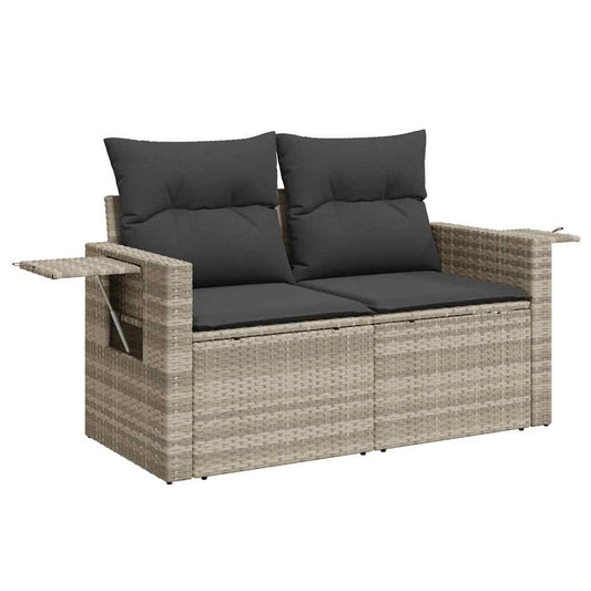 Set De Sofás De Jardín 7 Pzas Con Cojines Ratán Pe Gris Claro / Vetonek_0