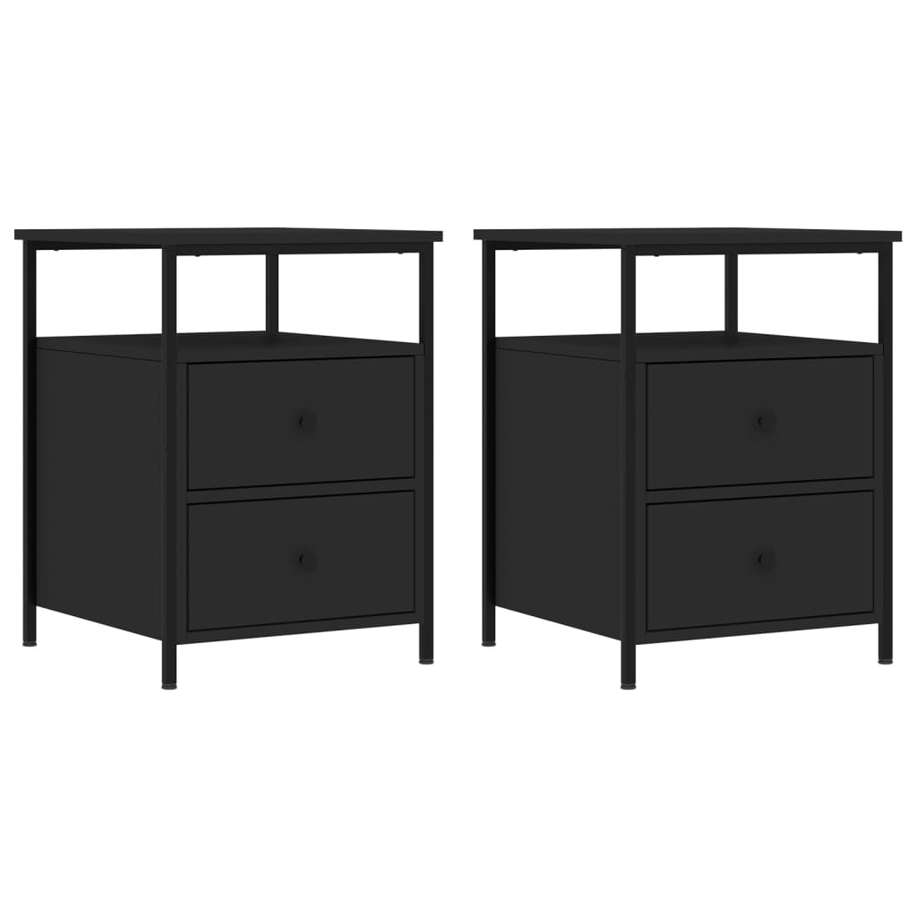 Mesitas De Noche 2 Uds Madera De Ingeniería Negro 44x45x60 Cm_0