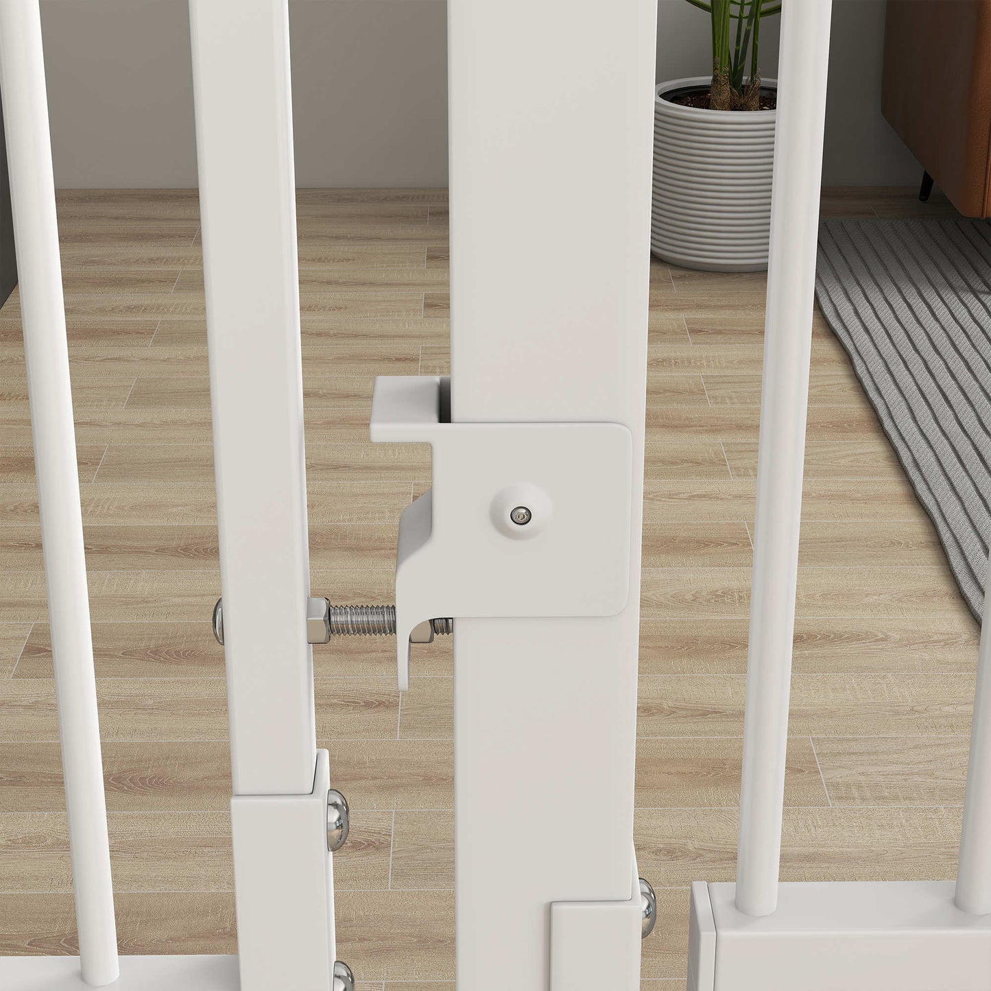 Pawhut Barrera Para Perros Con Ancho Ajustable 77-104 Cm Con Extensiones Blanco_3