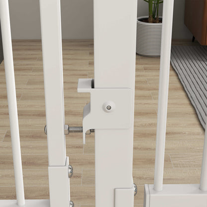 Pawhut Barrera Para Perros Con Ancho Ajustable 77-104 Cm Con Extensiones Blanco_3