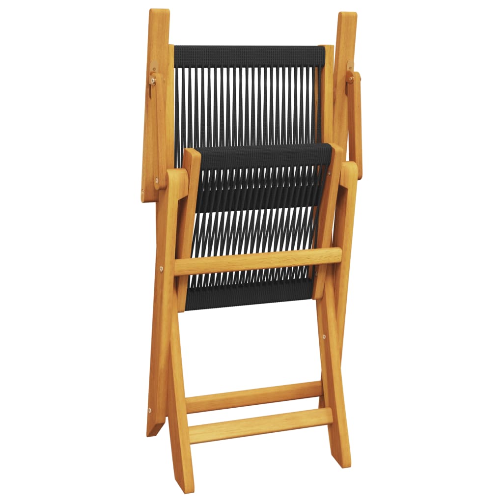 Set De Comedor Jardín 5 Pzas Polipropileno Madera Maciza Negro / Vetonek_2
