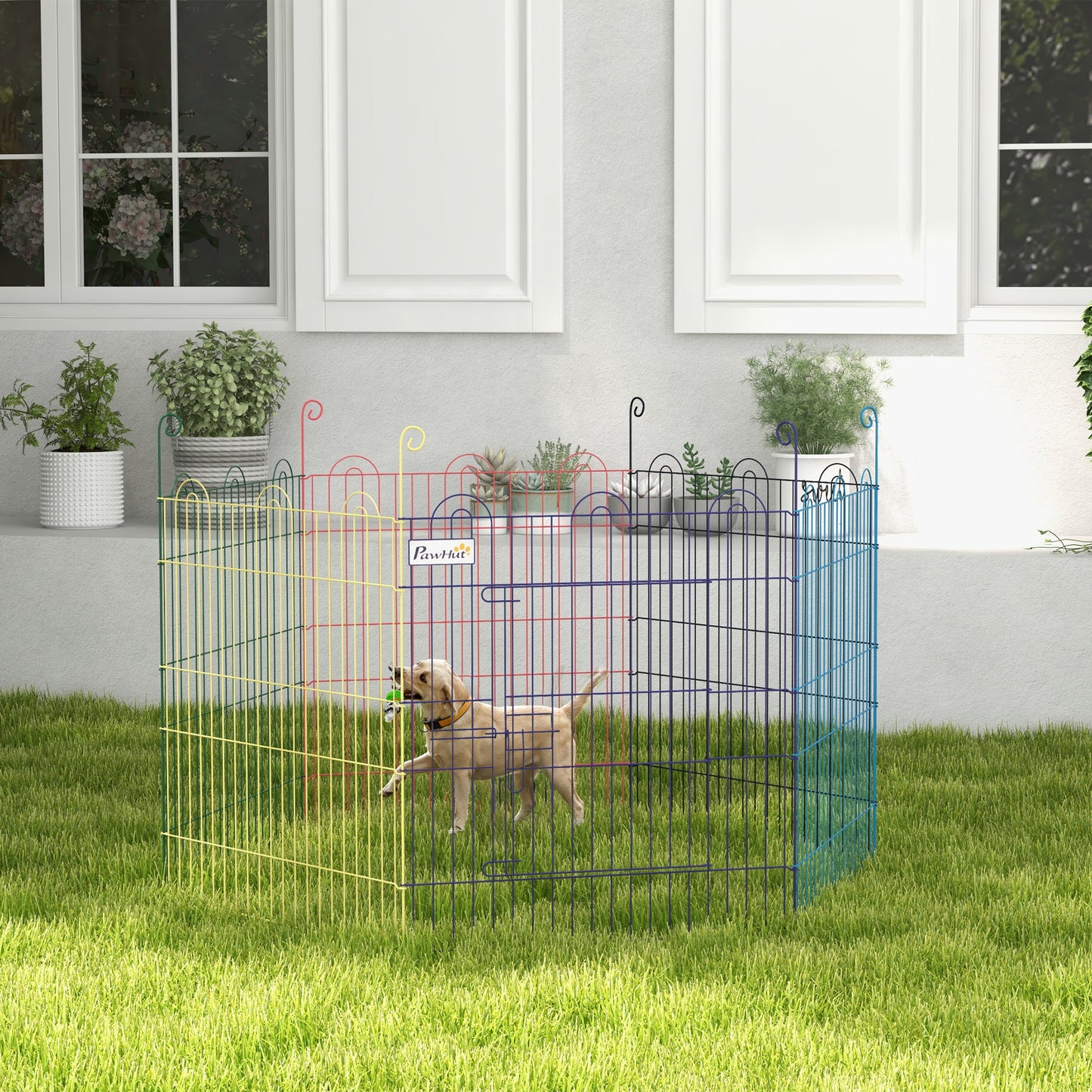 Pawhut Parque Plegable Para Mascotas De 6 Paneles De Alambre Para Jardín Ø120x60_1