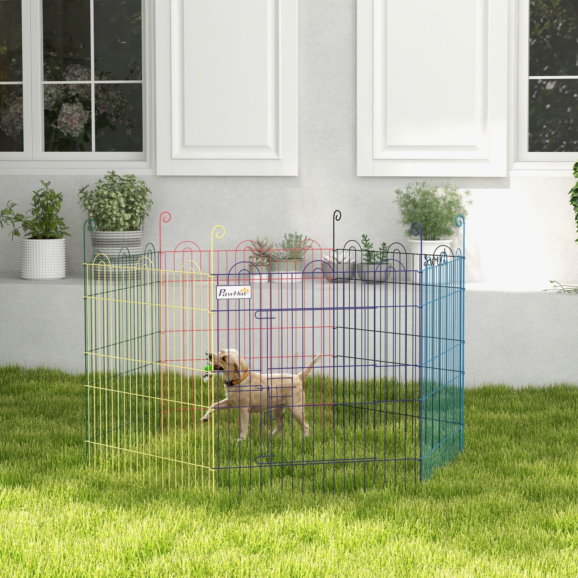 Pawhut Parque Plegable Para Mascotas De 6 Paneles De Alambre Para Jardín Ø120x60_1