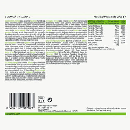 Vitamina B Complex + Vitamina C Aldous 400 Comprimidos