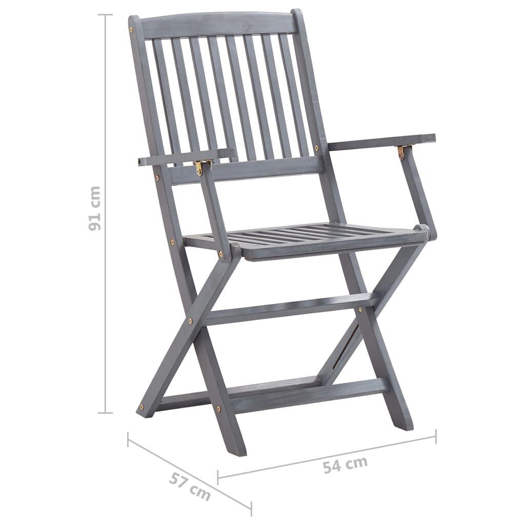 Vidaxl Sillas De Jardín Plegables 6 Uds Cojines Madera Maciza Acacia_2
