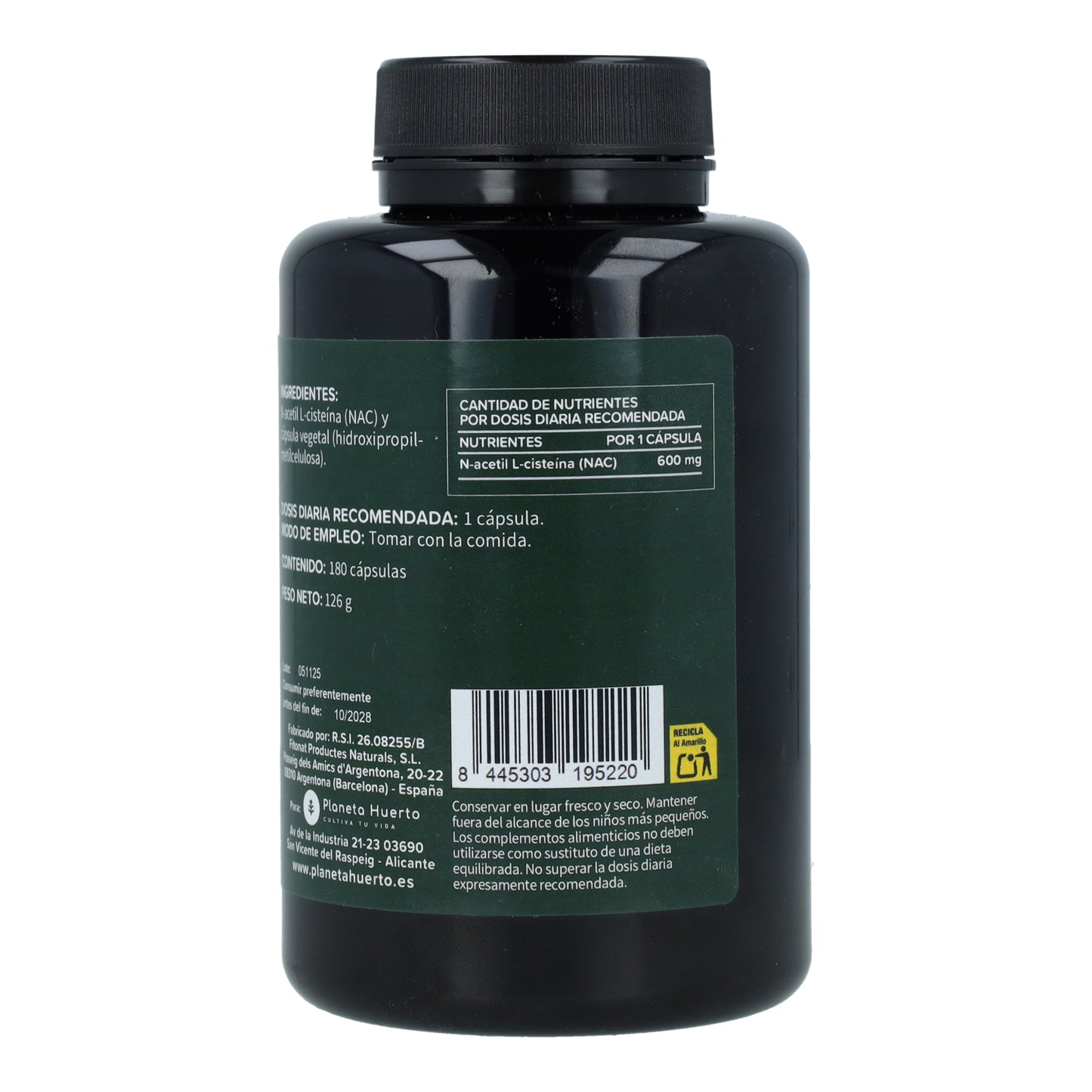 NAC 600mg Planeta Huerto 180 cápsulas