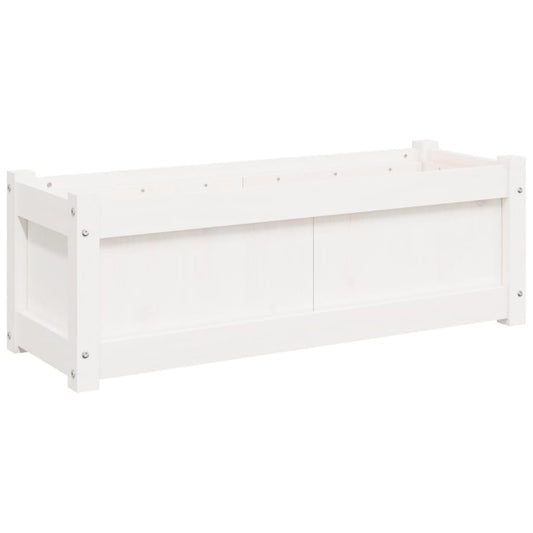 Jardinera De Madera Maciza De Pino Blanca 90x31x31 Cm_0