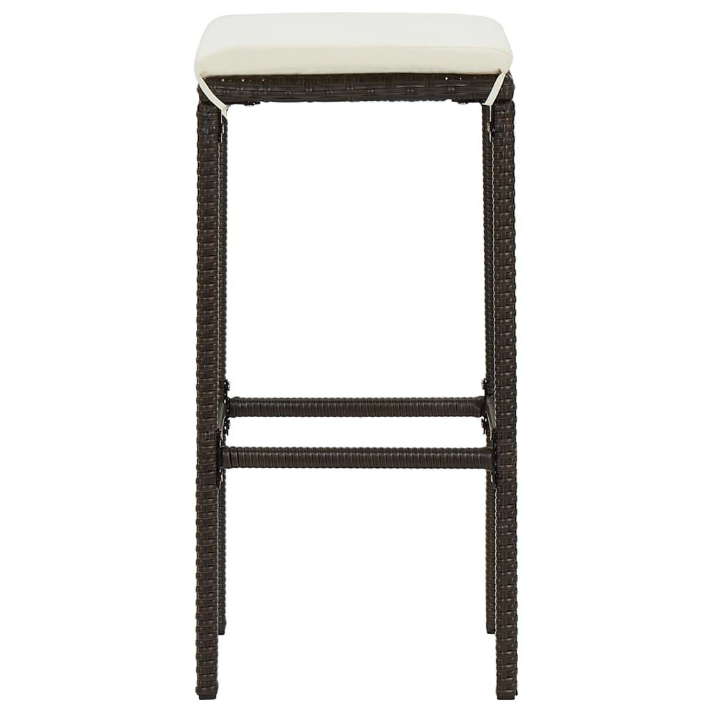 Taburetes De Cocina Con Cojines 2 Uds Ratán Sintético Marrón_2